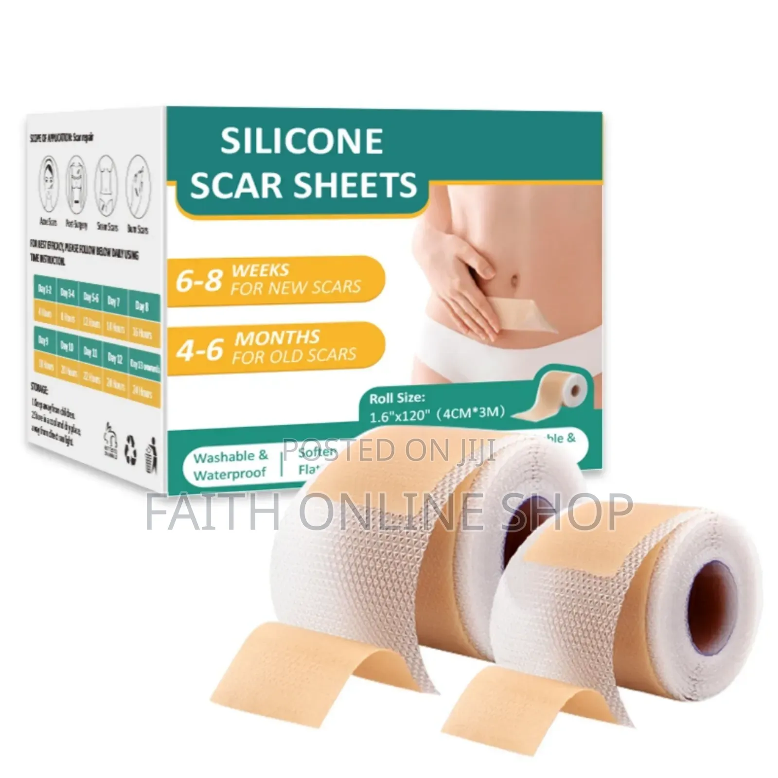 Silicone Scar Sheets Size:* 1.6" X 120" (4cm X 3m)
