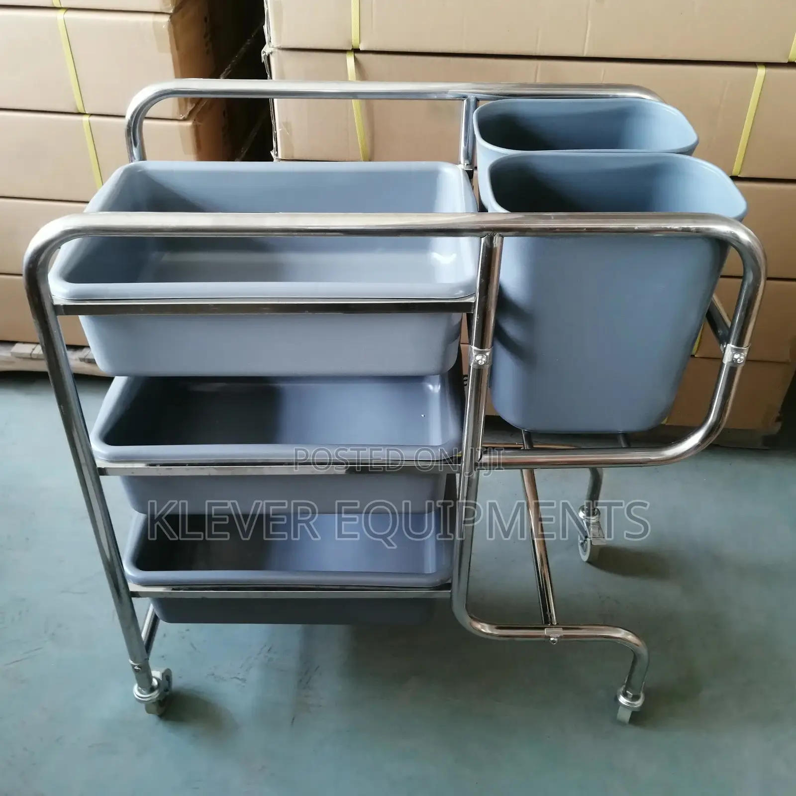 Stainless Steel Restaurant Cart With 2 Buckets