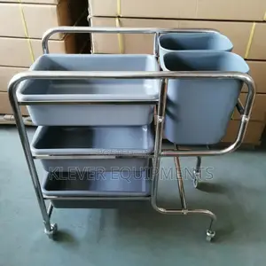 Stainless Steel Restaurant Cart With 2 Buckets