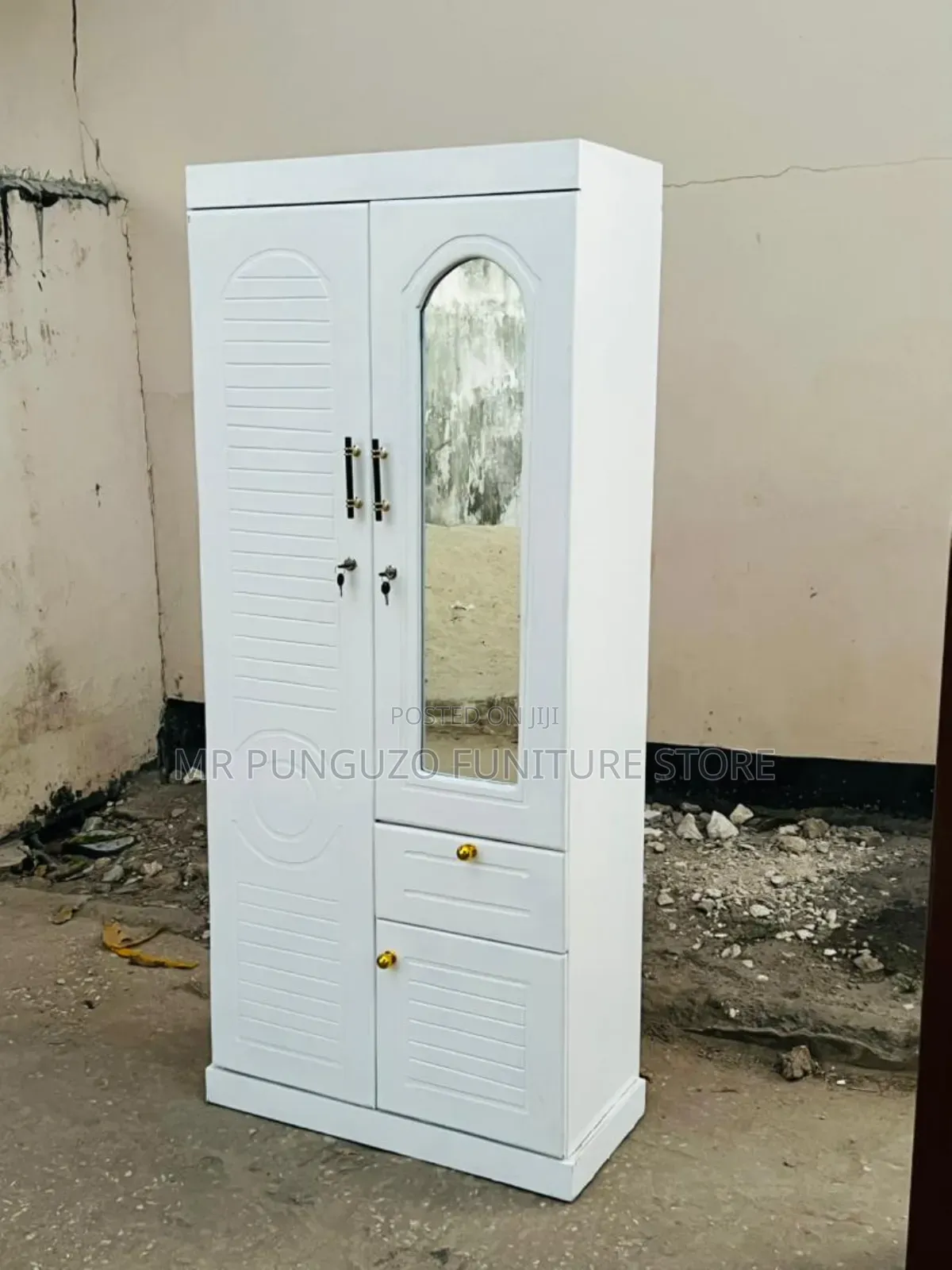 Kabati Milango Miwili Mduara White