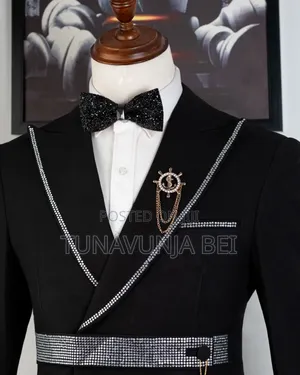 Black Belt Stones Suit / Suit Kali Za Kiume