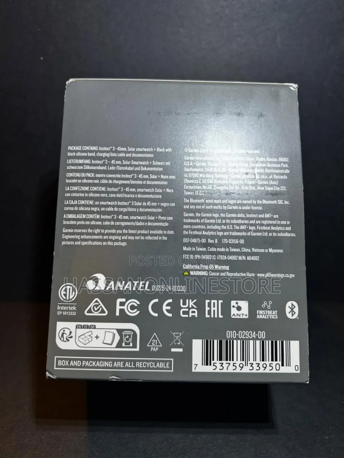 Garmin Instinct 3 Rugged Solar Smartwatch Gps 45mm - Black