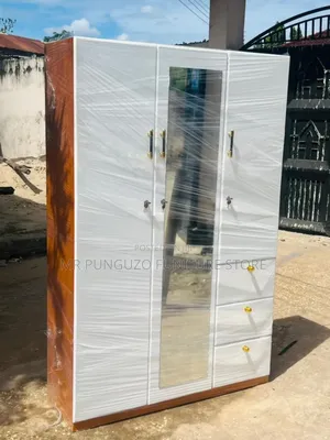 Kabati Kioo Full Kati Milango Mitatu White Mixer Brown