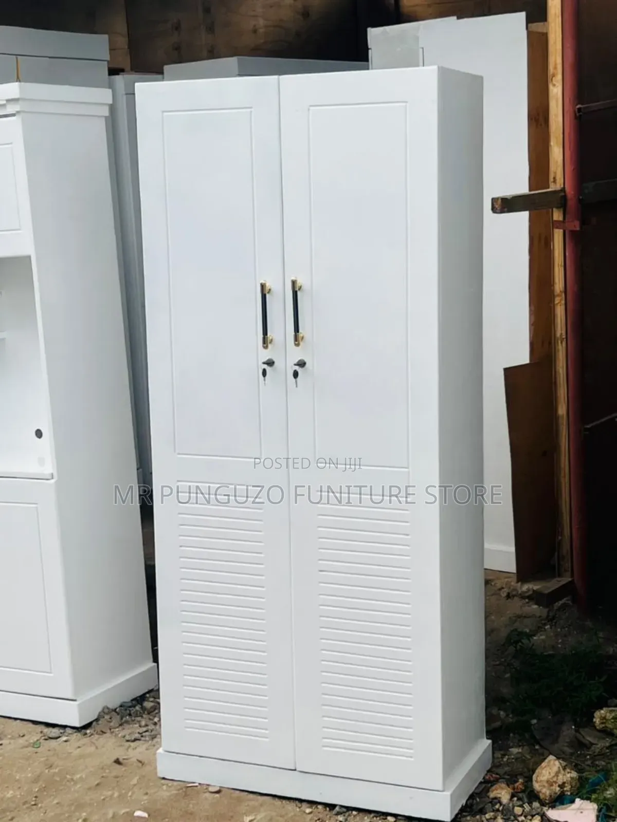 Kabati Milango Miwili Aina Kioo Full White