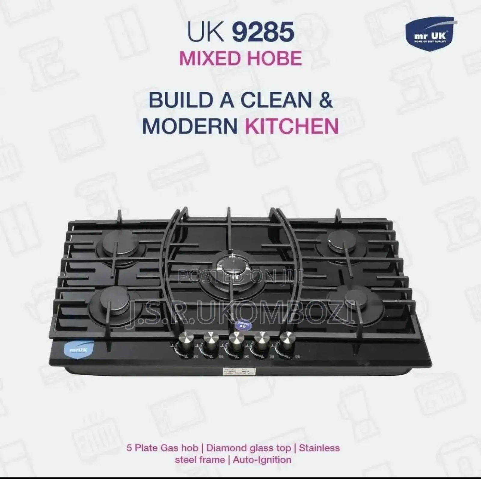 Mr Uk Table Cooker 5 Gas Burner Top Tempered Glass