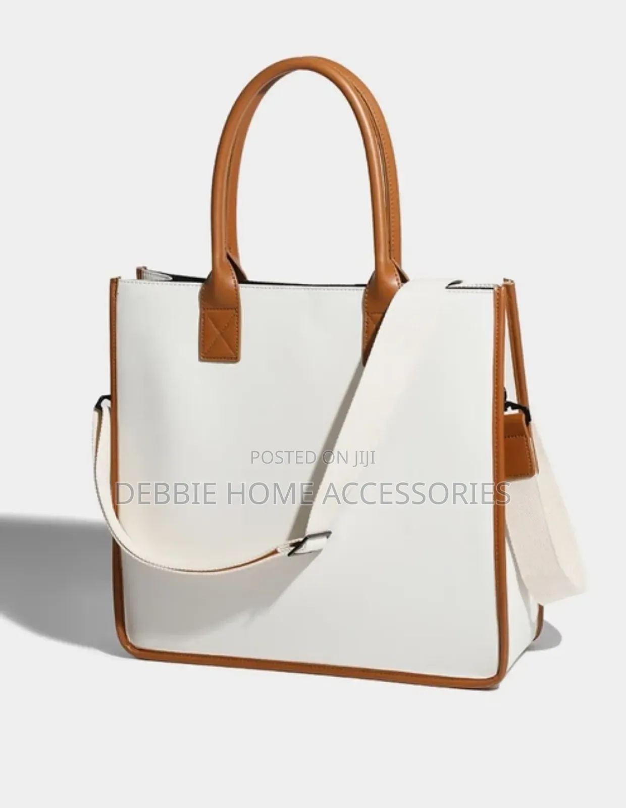 Detachable Shoulder Strap Brown +Cream Bag