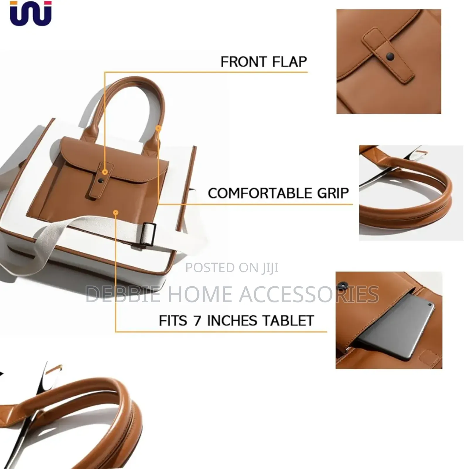 Detachable Shoulder Strap Brown +Cream Bag
