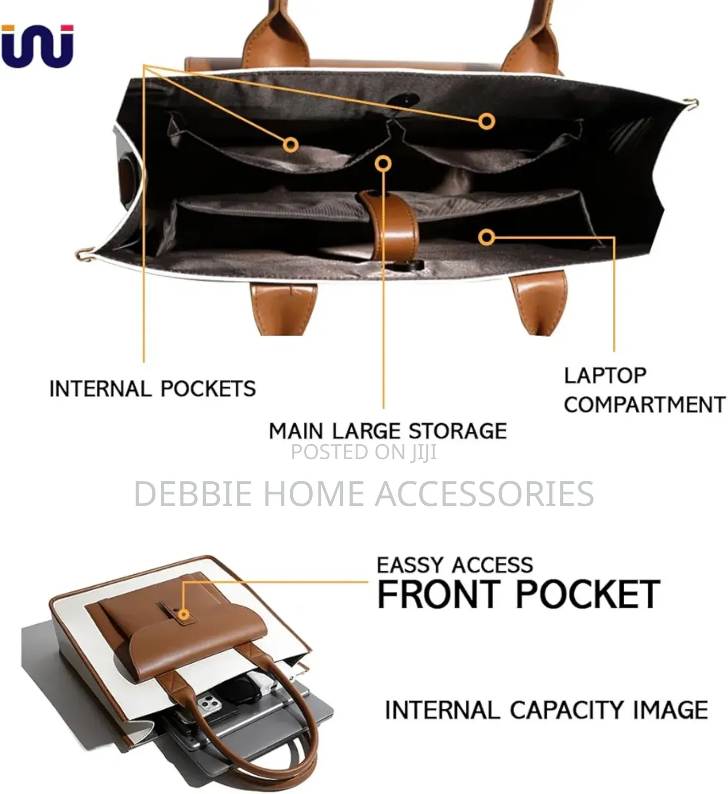 Detachable Shoulder Strap Brown +Cream Bag