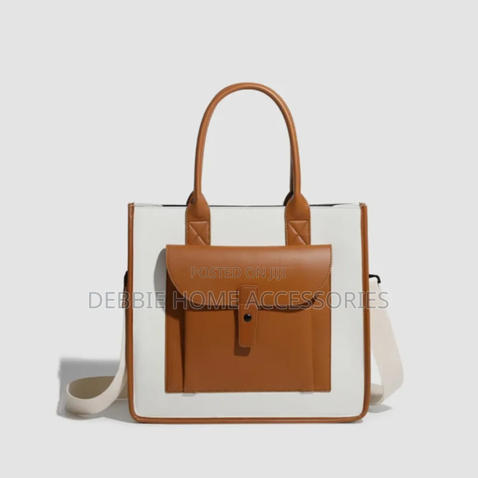 Detachable Shoulder Strap Brown +Cream Bag