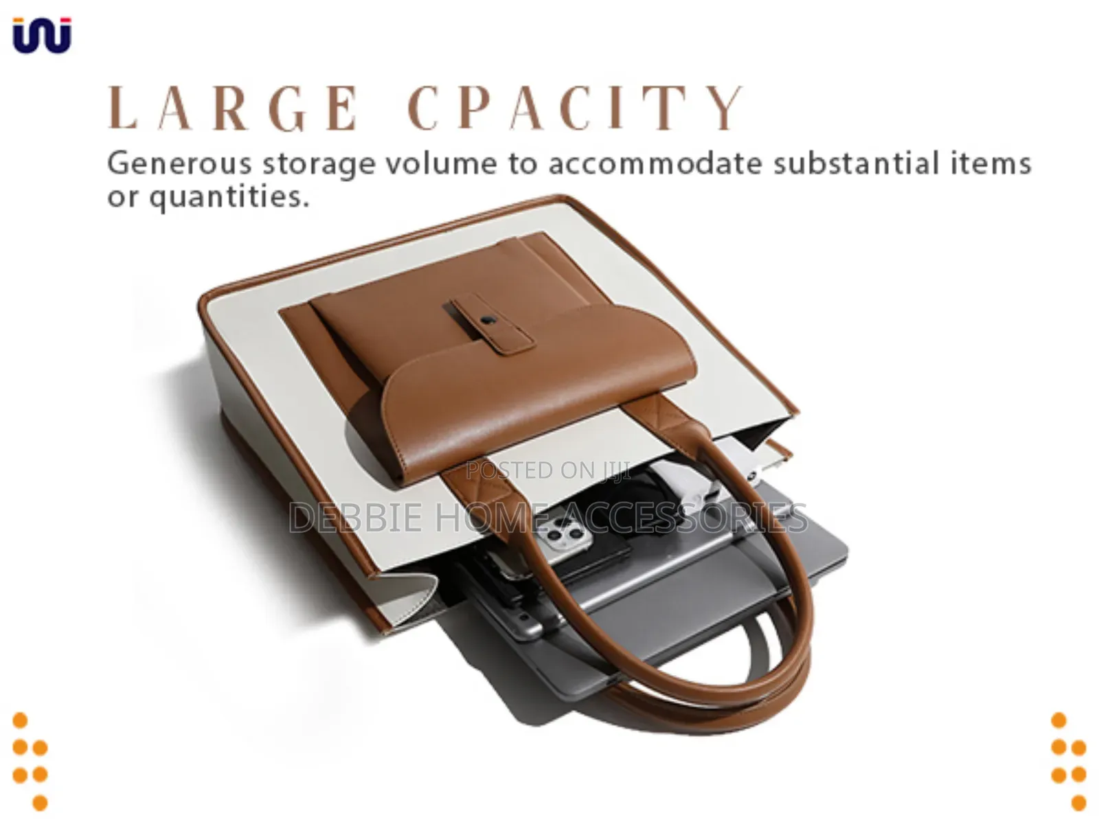 Detachable Shoulder Strap Brown +Cream Bag