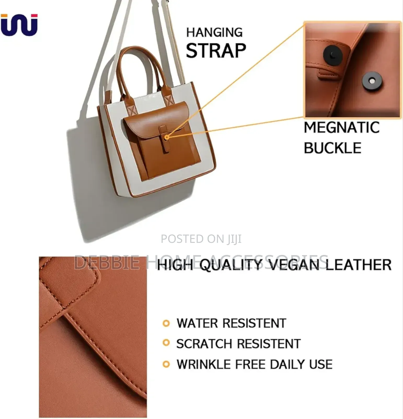 Detachable Shoulder Strap Brown +Cream Bag