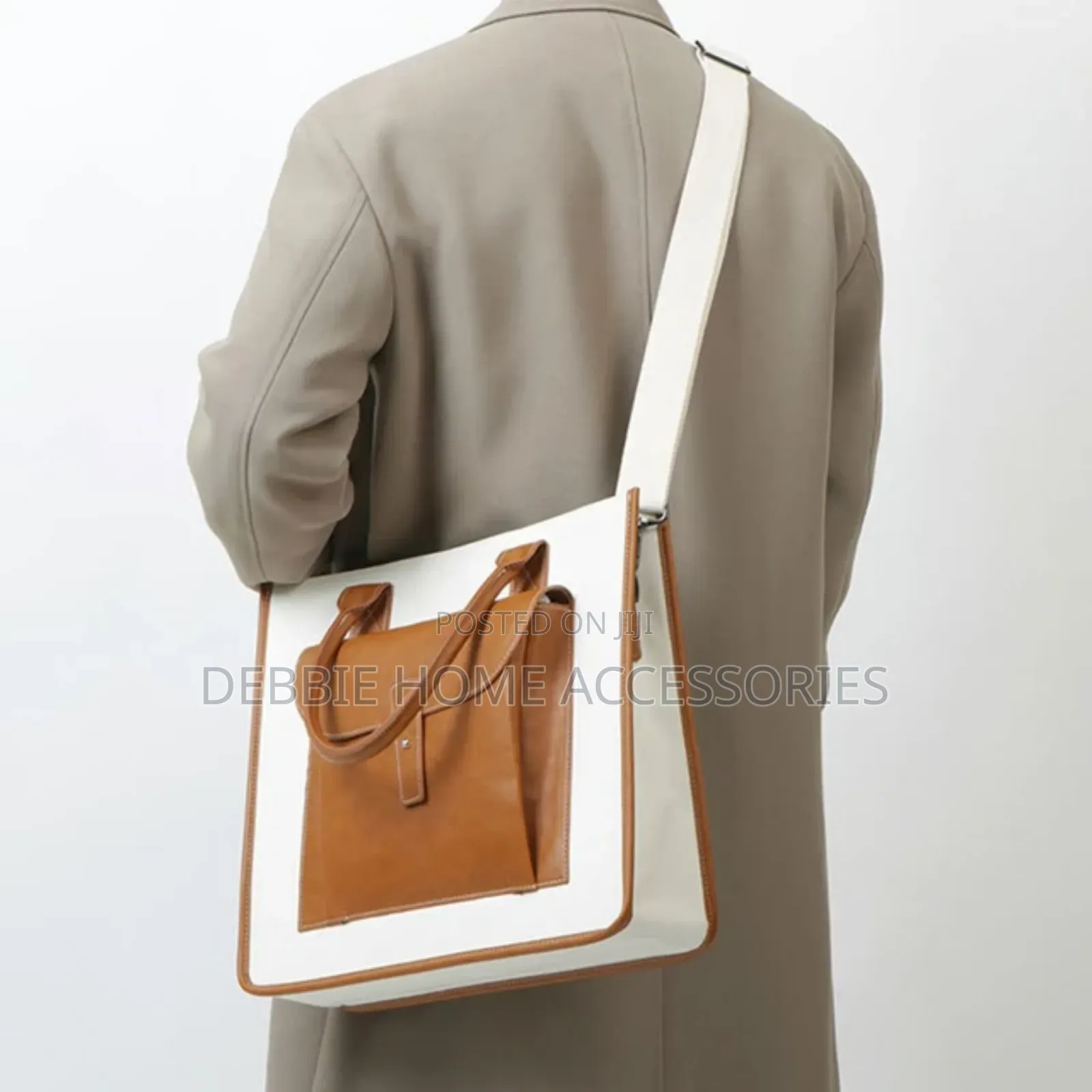 Detachable Shoulder Strap Brown +Cream Bag