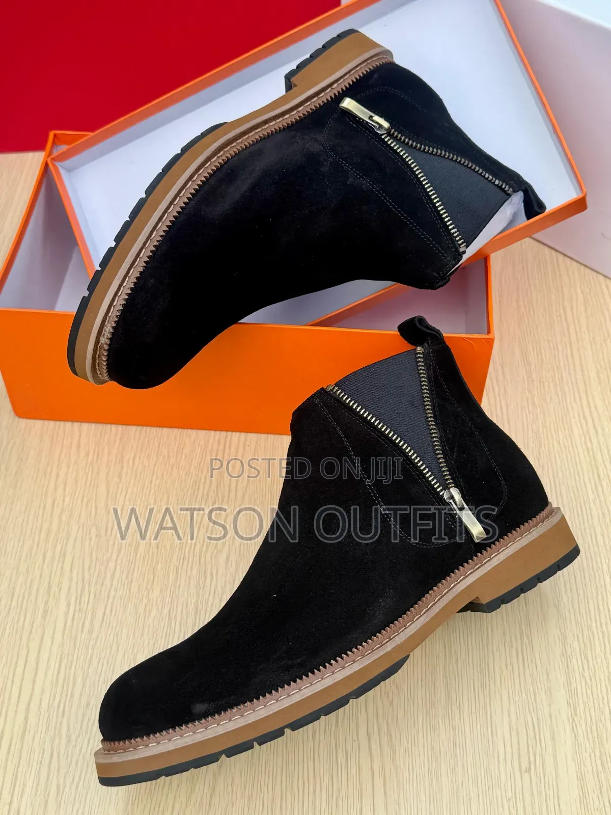 Men's Leather Boots or Buti Za Ngozi With Side Zipper