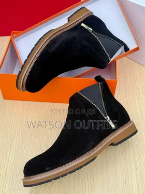 Men's Leather Boots or Buti Za Ngozi With Side Zipper