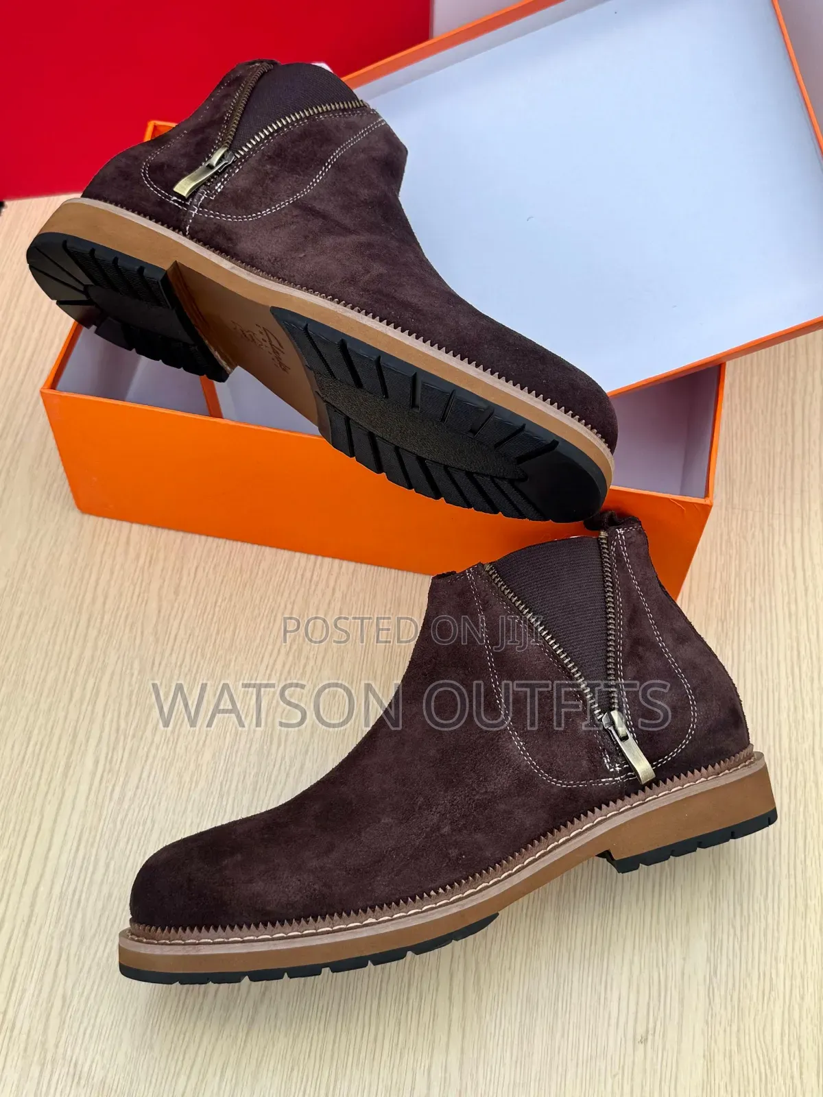 Men's Leather Boots or Buti Za Ngozi With Side Zipper