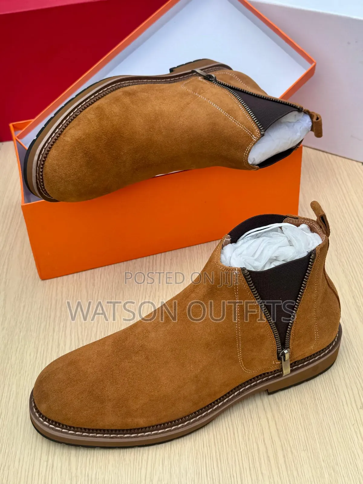 Men's Leather Boots or Buti Za Ngozi With Side Zipper