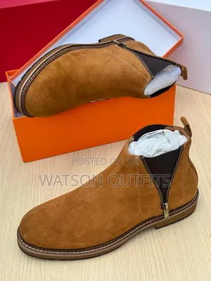 Men's Leather Boots or Buti Za Ngozi With Side Zipper