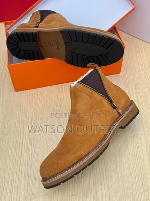 Men's Leather Boots or Buti Za Ngozi With Side Zipper