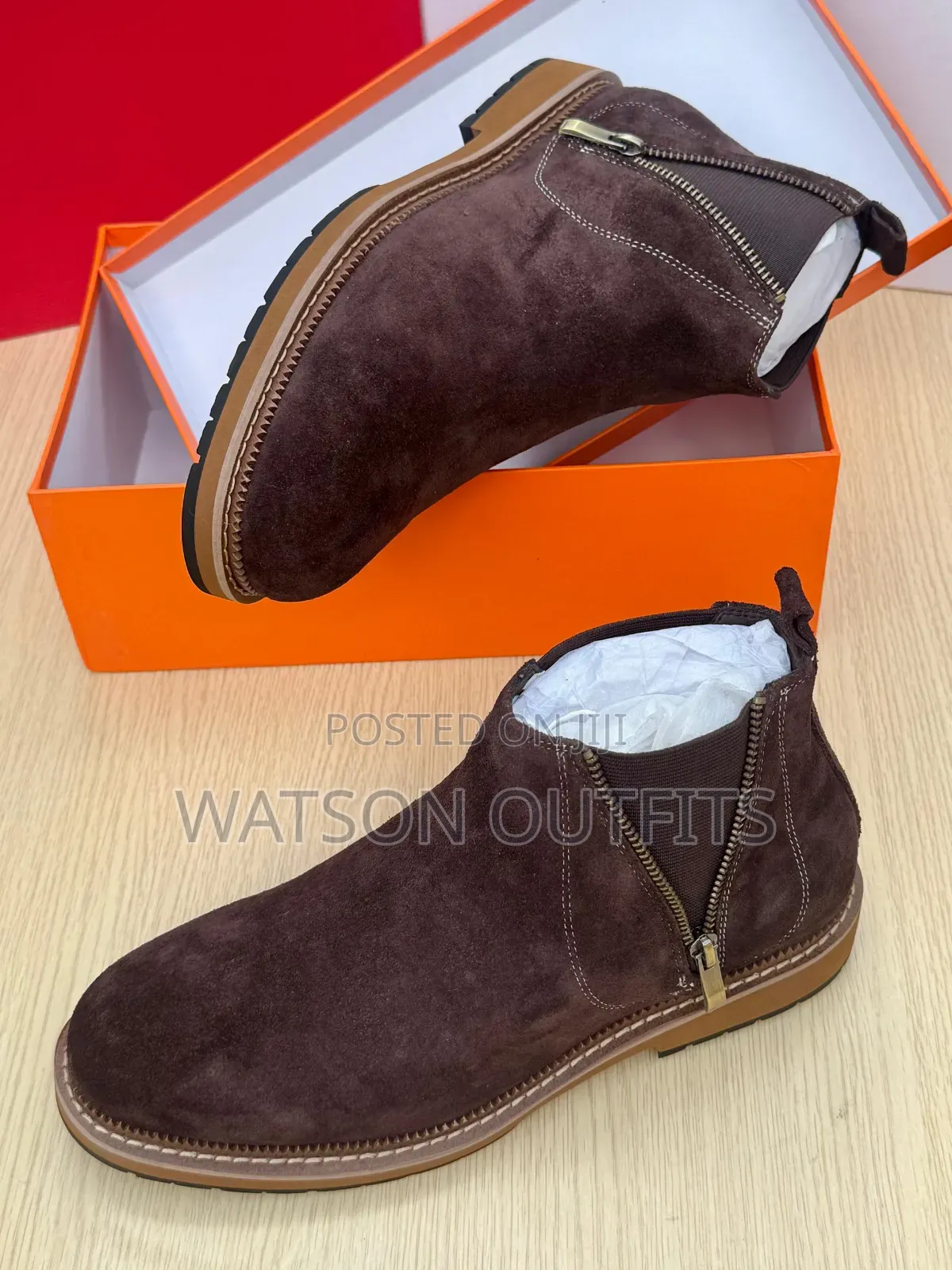 Men's Leather Boots or Buti Za Ngozi With Side Zipper