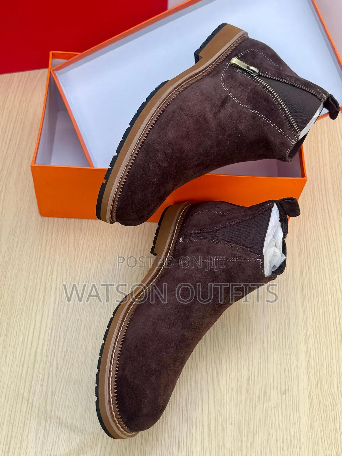 Men's Leather Boots or Buti Za Ngozi With Side Zipper