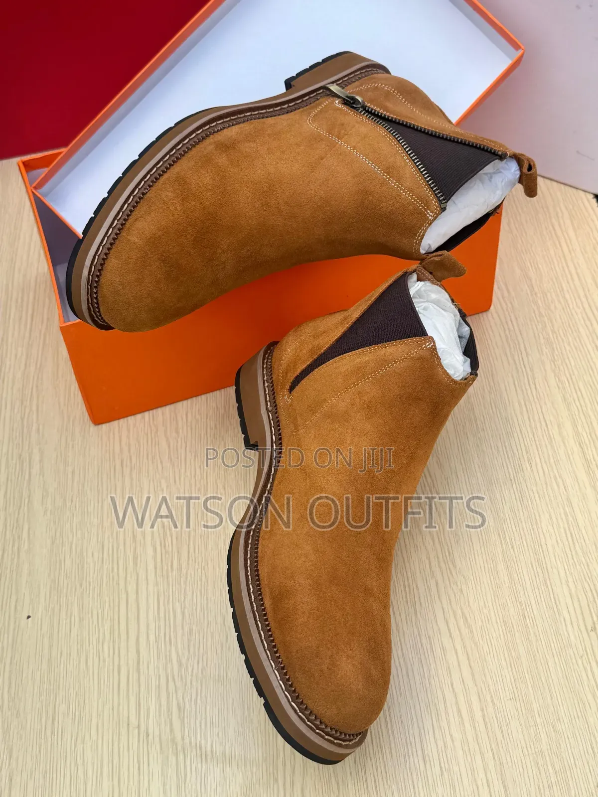 Men's Leather Boots or Buti Za Ngozi With Side Zipper