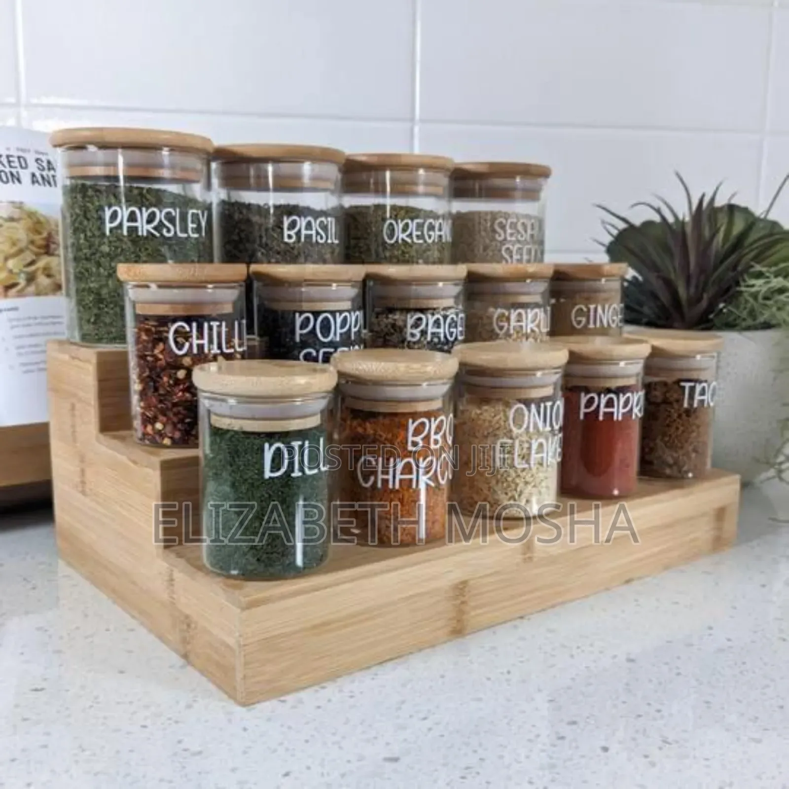 Spice Jars With Bamboo Air Tight