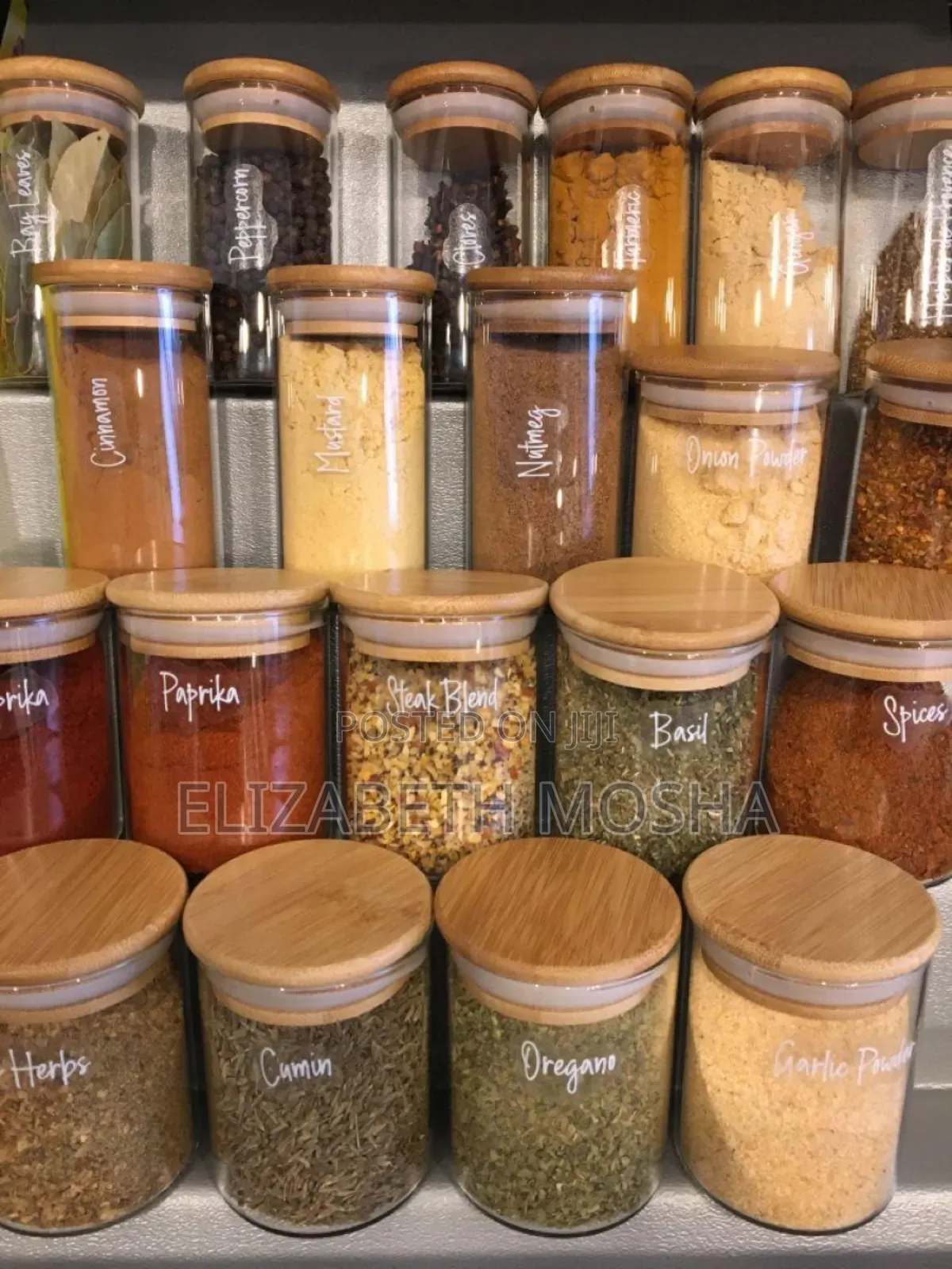Spice Jars With Bamboo Air Tight