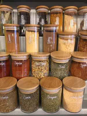 Spice Jars With Bamboo Air Tight