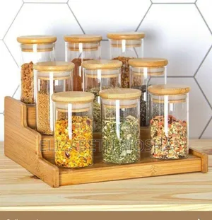 Spice Jars With Bamboo Air Tight