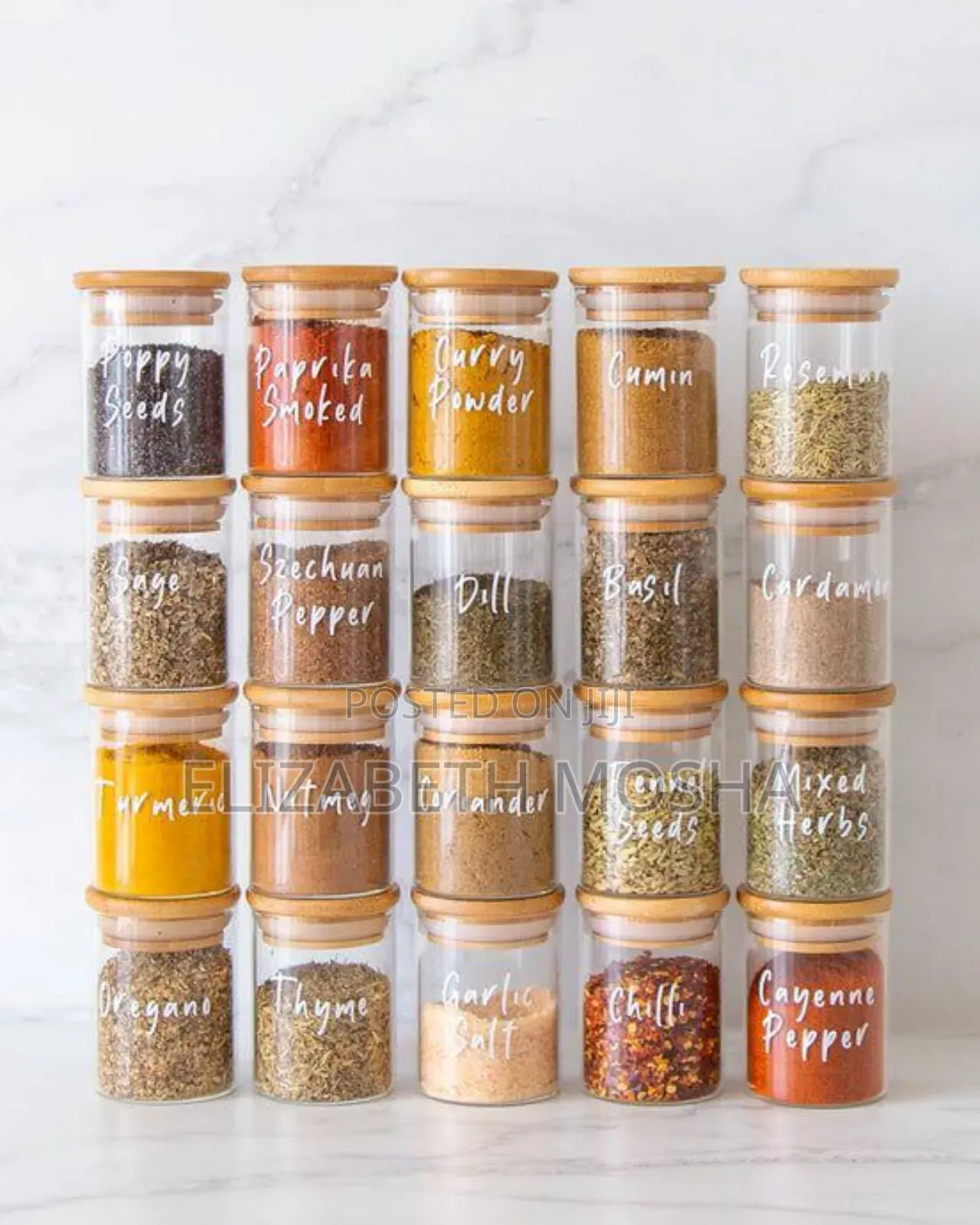 Spice Jars With Bamboo Air Tight