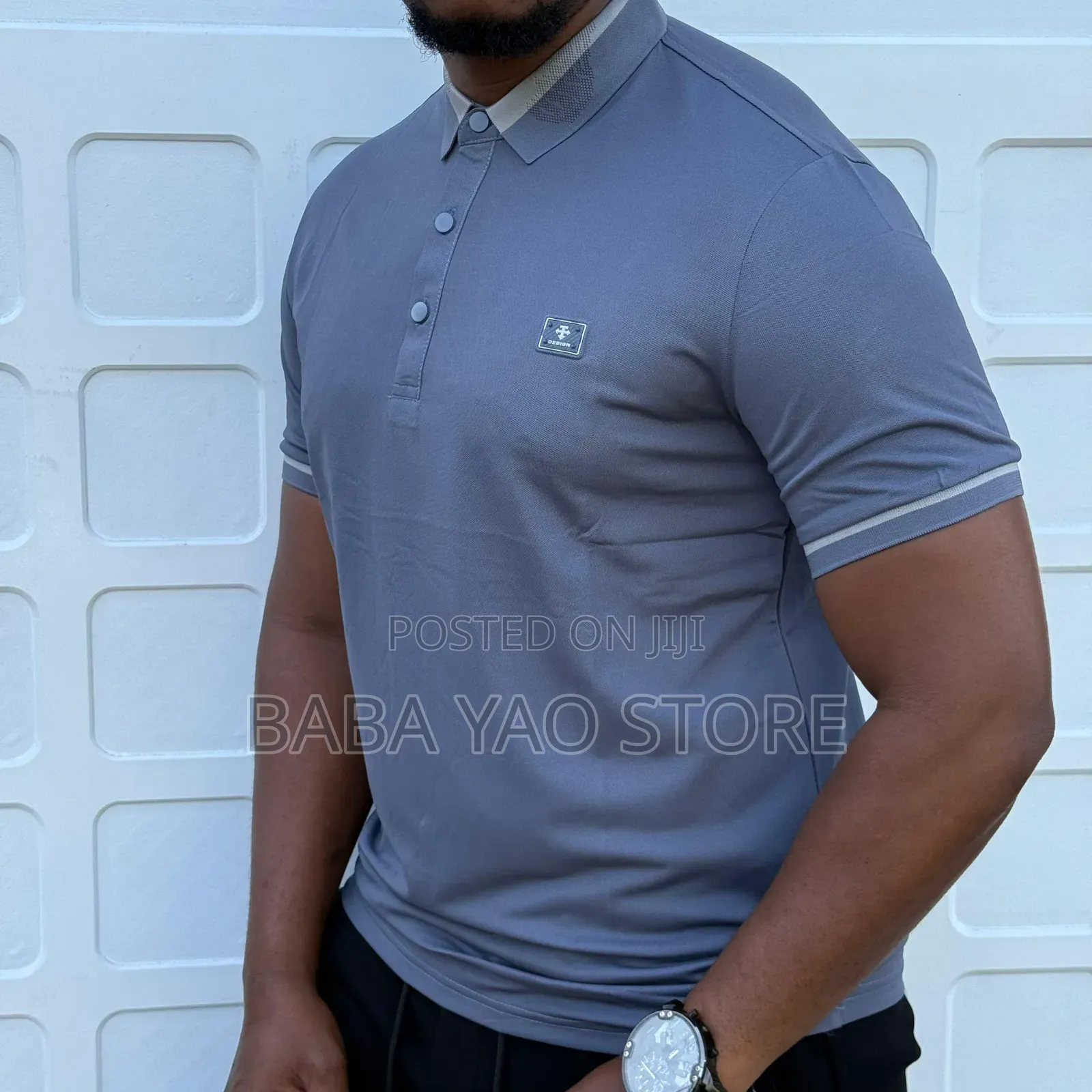 Men's High-Grade Short-Sleeved Band Collar Casual T-Shirts