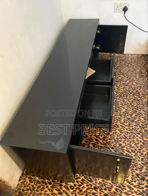 Modern Living Room Upper Tempered Glass Black Tv Cabinet
