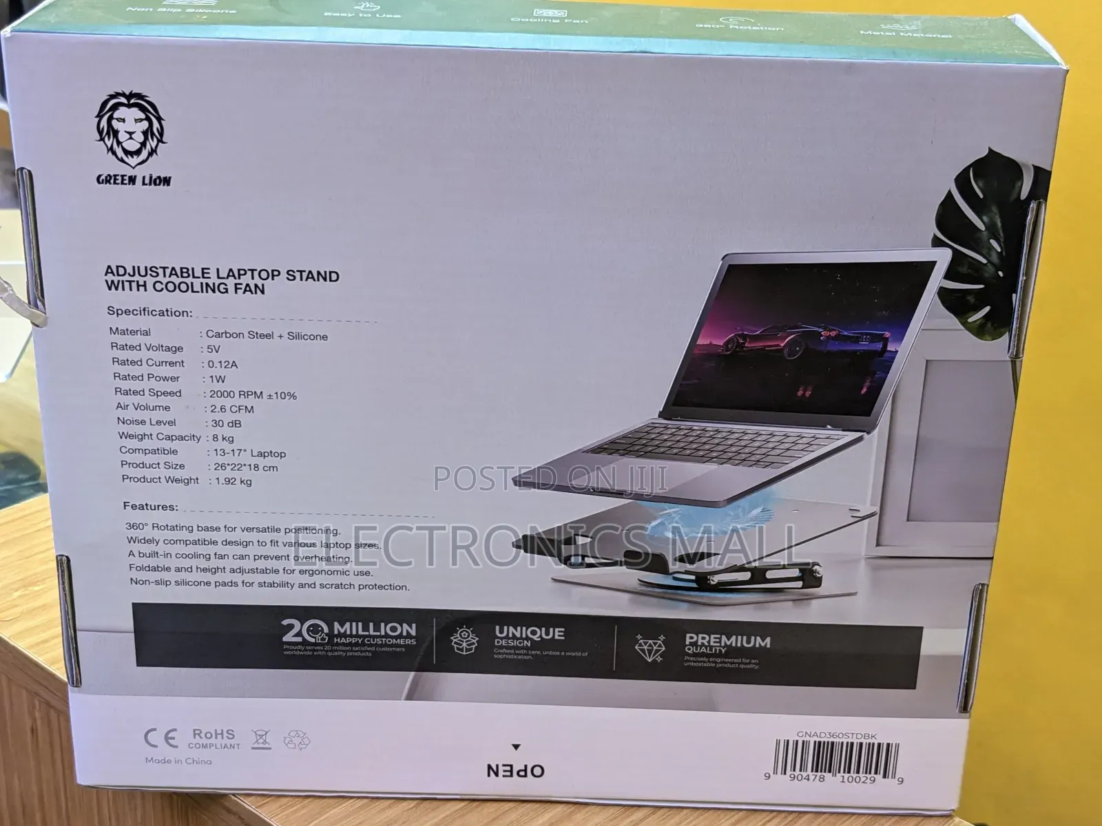 Green Lion Adjustable Laptop Stand With Cooling Fan