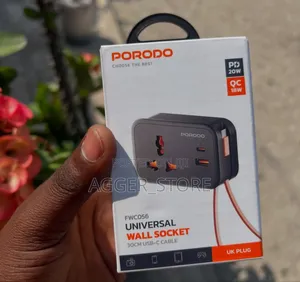 Porodo Universal Wall Socket With Usb-a and Usb-C