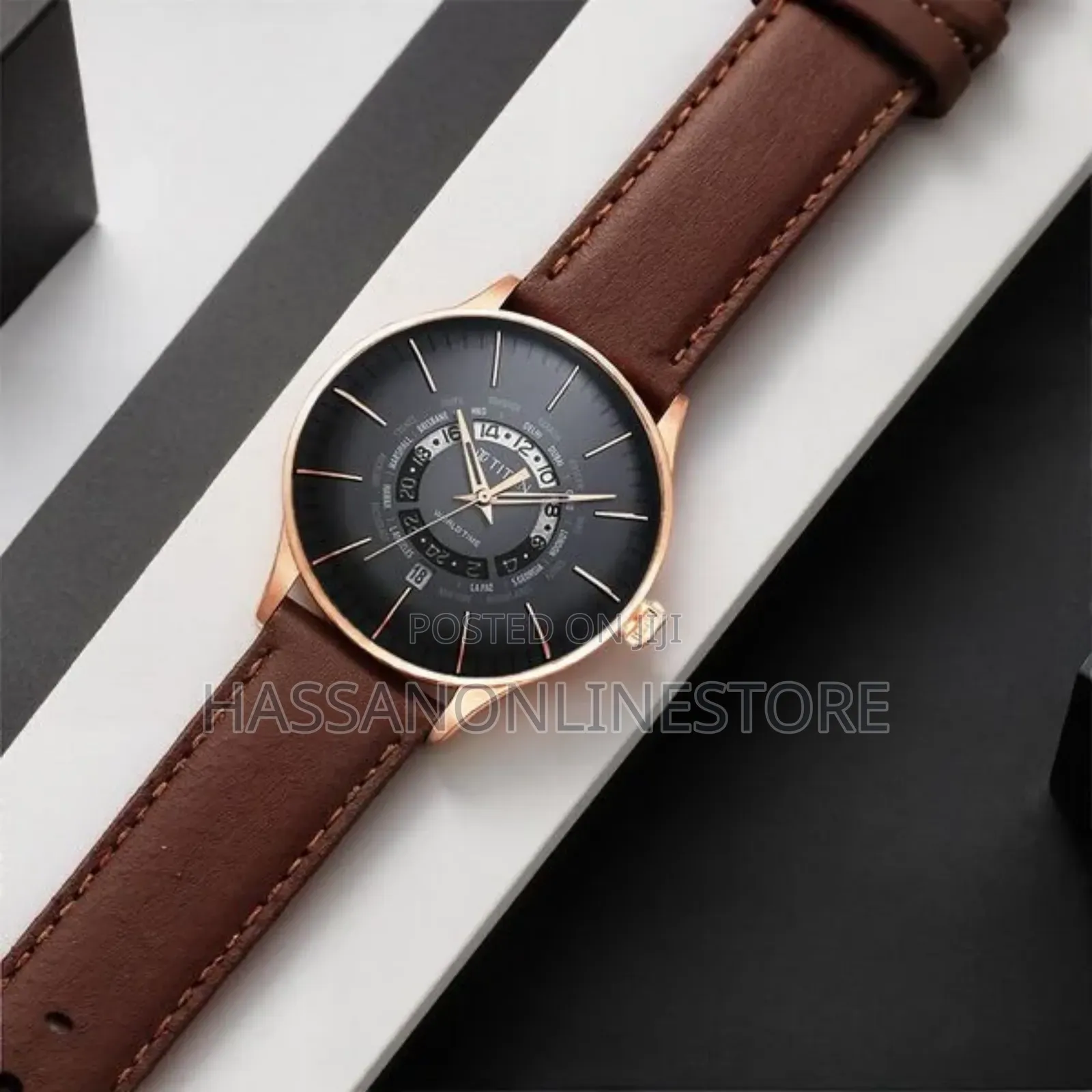 Titan Black Dial World Time With Date Watch for Men