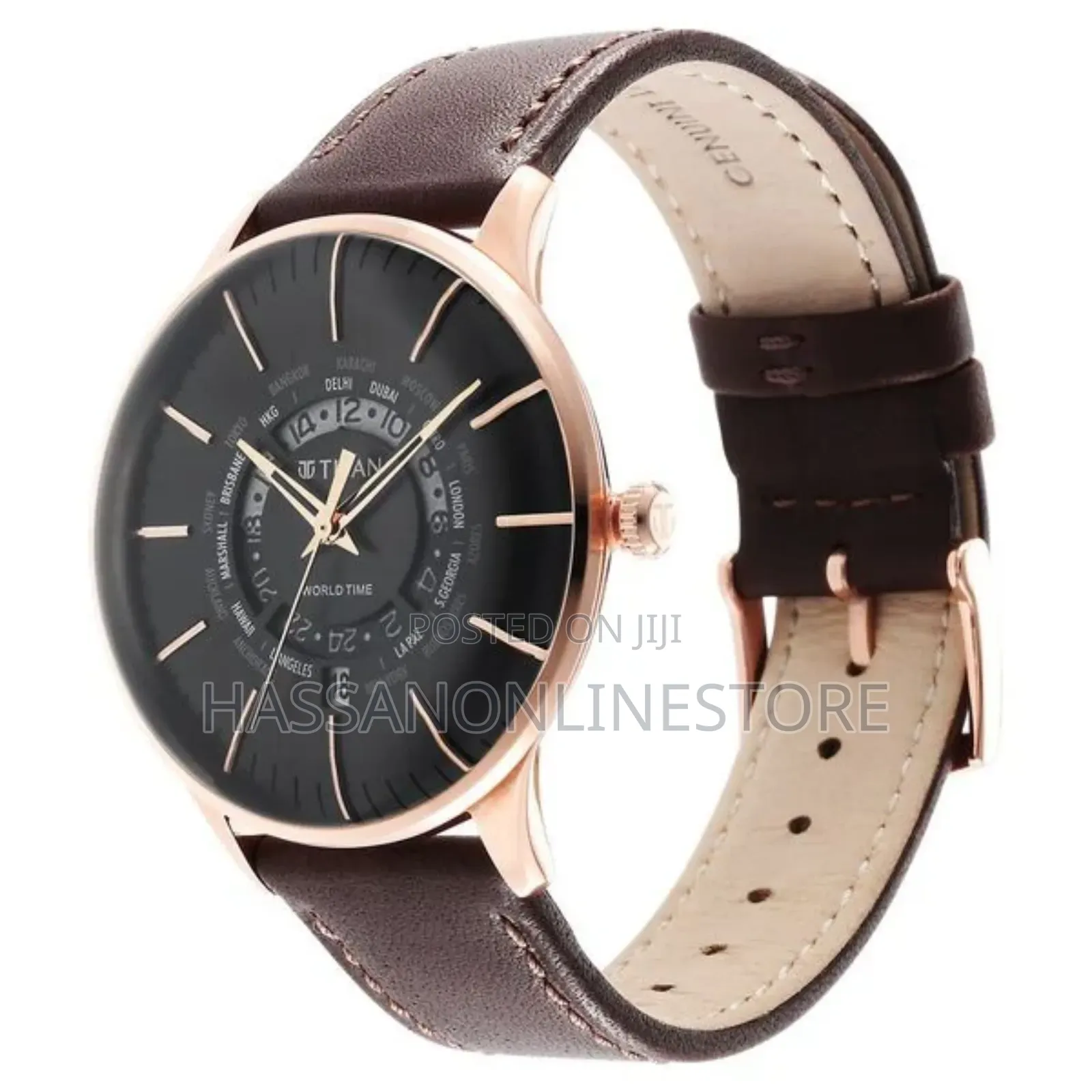 Titan Black Dial World Time With Date Watch for Men
