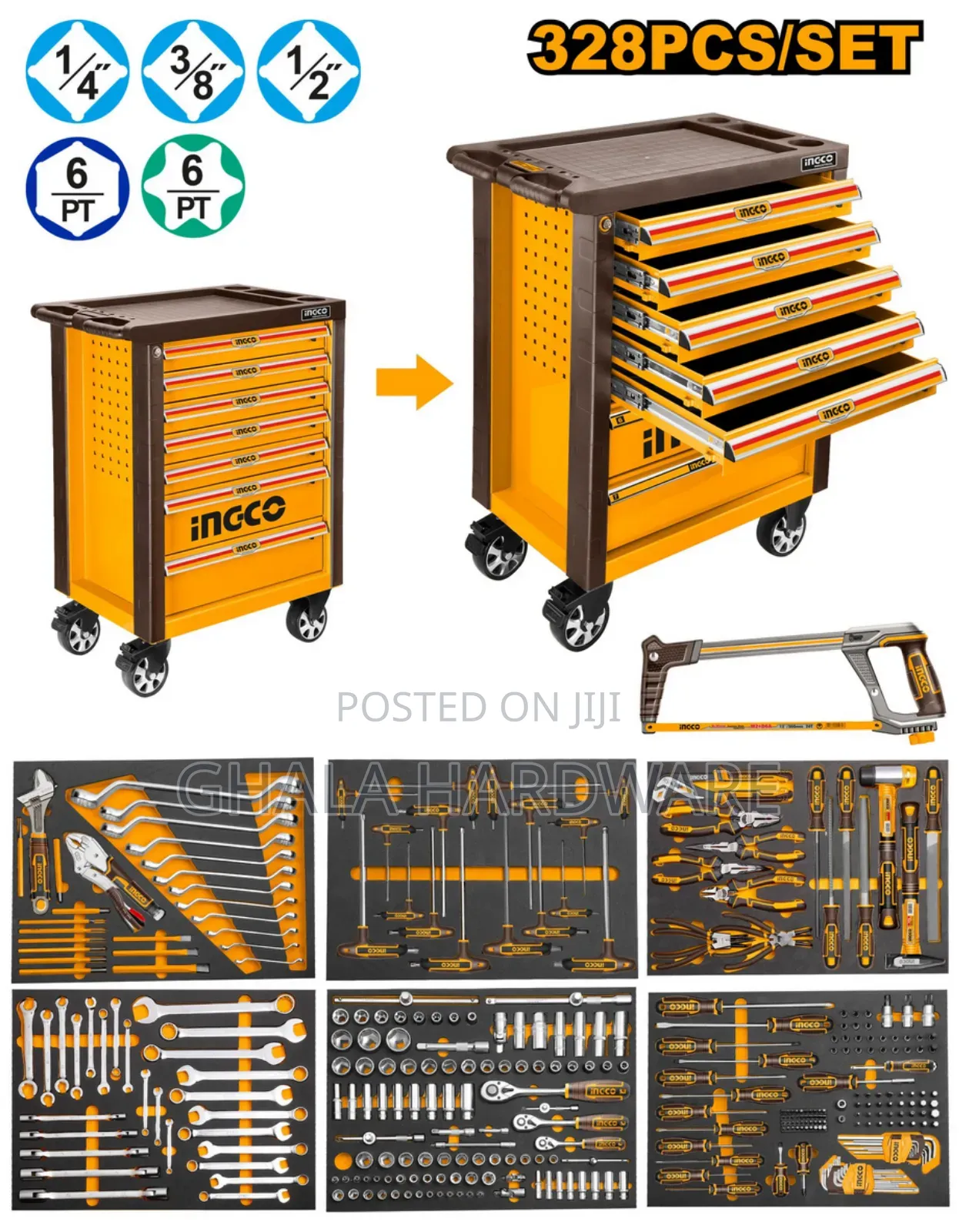 Ingco 328 Pcs Tool Chest Set With 7 Drawers