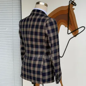 Brown and Dark Blue Draft Suit