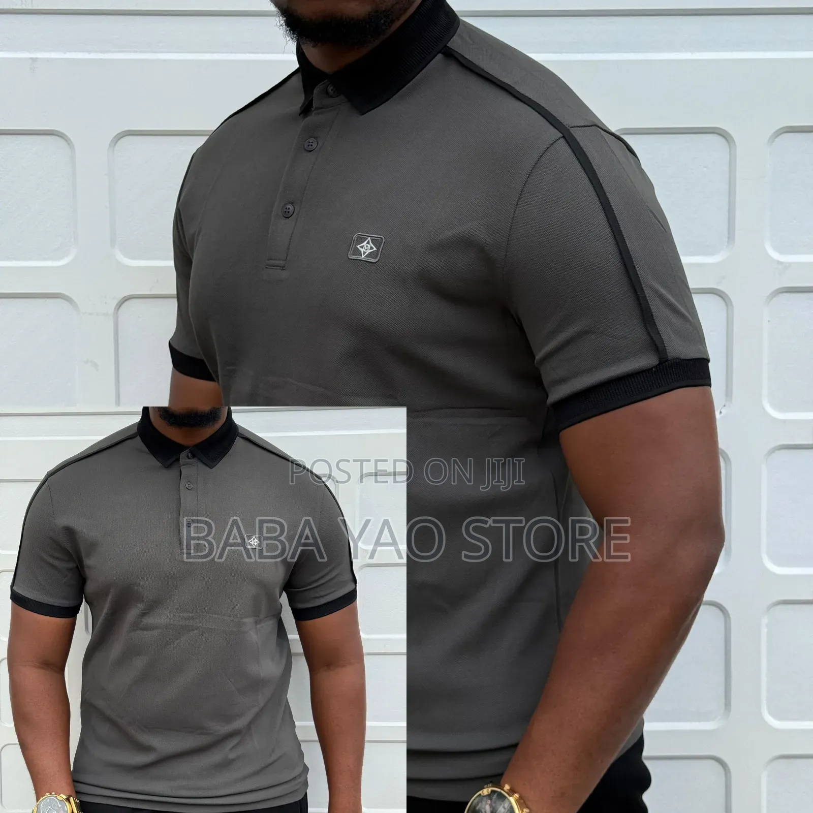 New Fashion Men's Short-Sleeved Band Collar T-Shirts