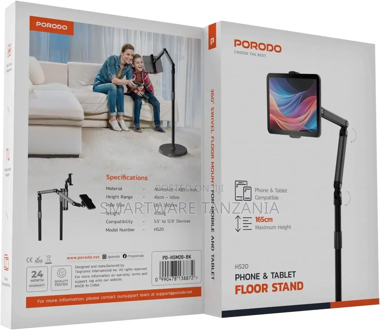 Porodo Phone Tablet Floor Stand - Black