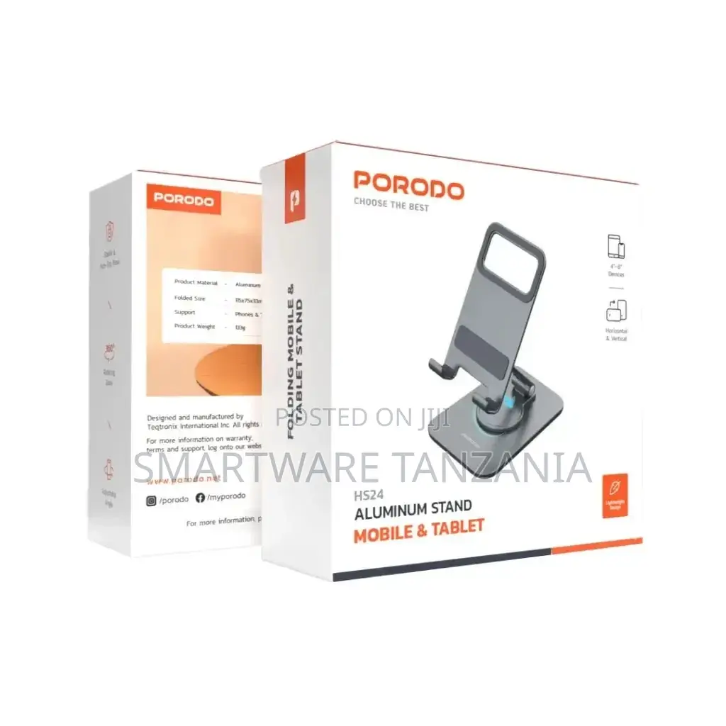Porodo Aluminum Stand Mobile Tablet - Gray