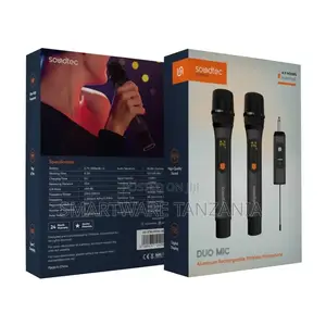 Porodo Duo Mic Rechargeable Wireless Microphone - Black