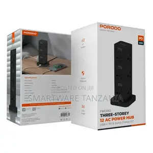 Three-Story 12ac Power Hub With Usb-C Pd Quick Charge 3.0