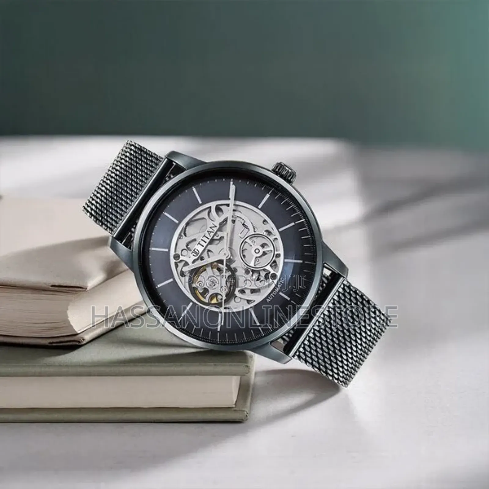 Titan Skeletal Automatic Blue Dial Blue Watch for Men