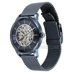 Titan Skeletal Automatic Blue Dial Blue Watch for Men