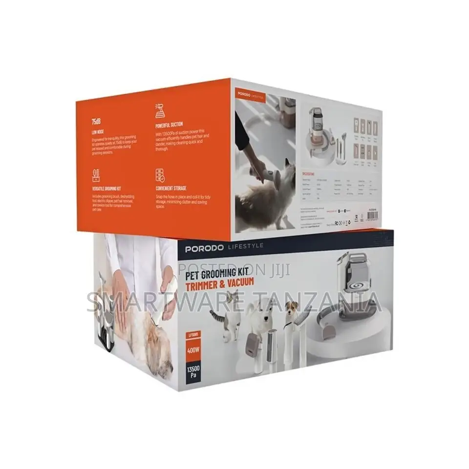 Porodo Lifestyle Pet Grooming Kit Trimmer Vacuum - White