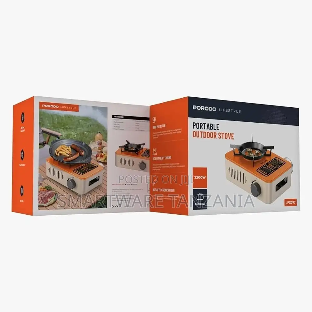 Porodo Lifestyle Portable Outdoor Stove - Orange/Beige
