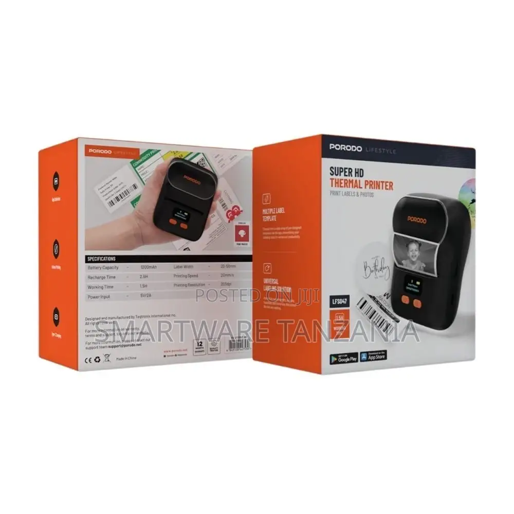 Porodo Lifestyle Super Hd Thermal Printer - Black