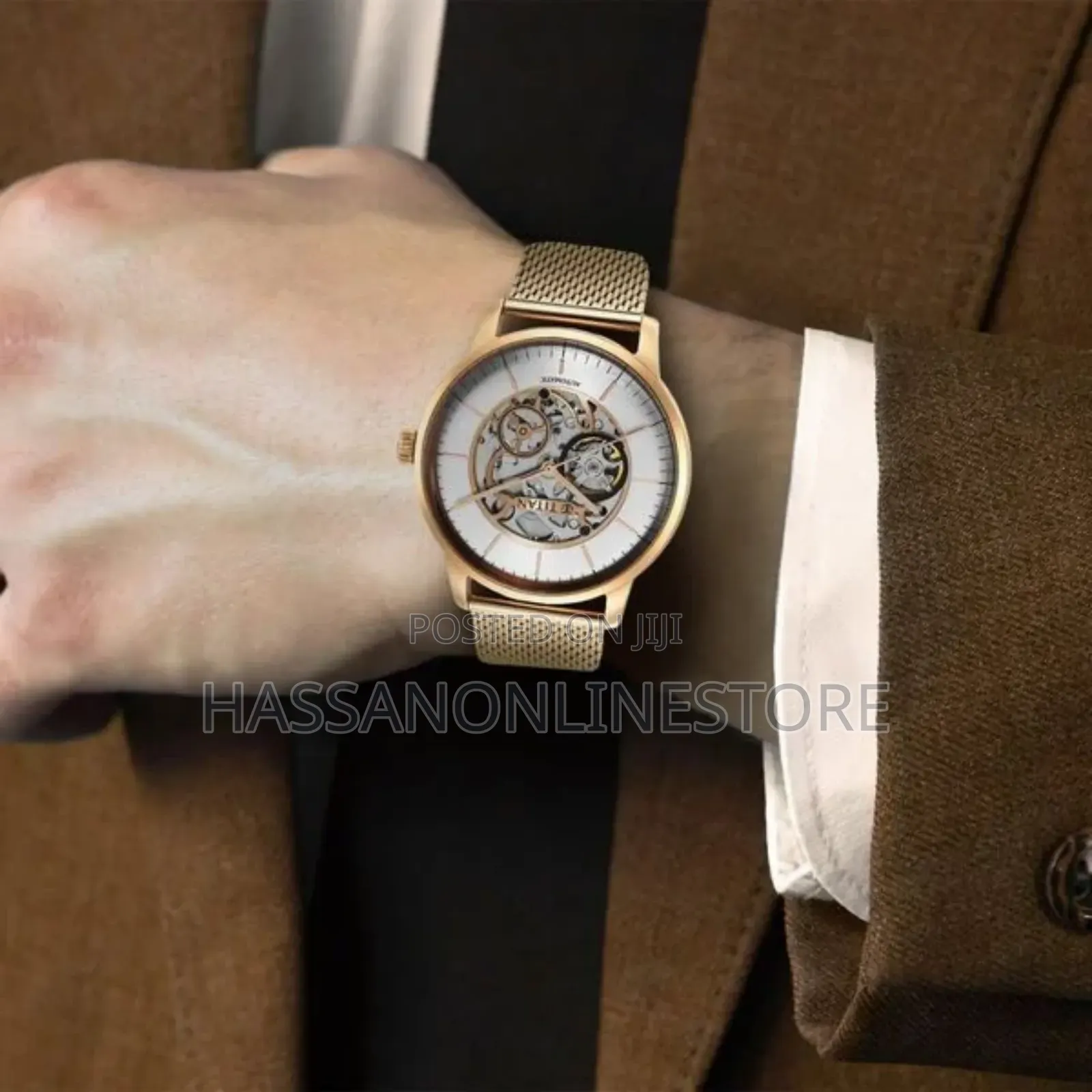 Titan Skeletal Automatic Gold Dial Gold Watch