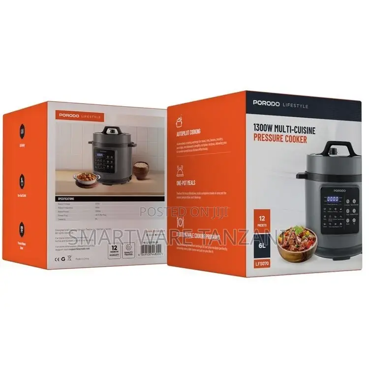 Porodo Lifestyle 1300w Multi-cuisine Pressure Cooker, Black